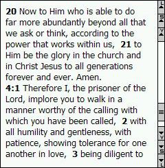 Sample of mobile New Testament NASB text