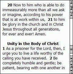 Sample of mobile New Testament NIV text