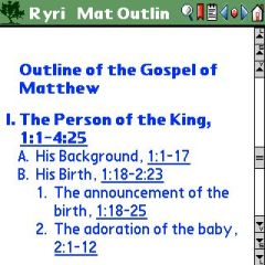 Ryrie Outline with Hyperlinking, Palm device