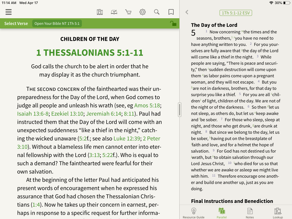 Open Your Bible Commentary parallel view app
