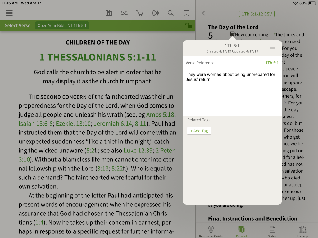 Open Your Bible Commentary app notes