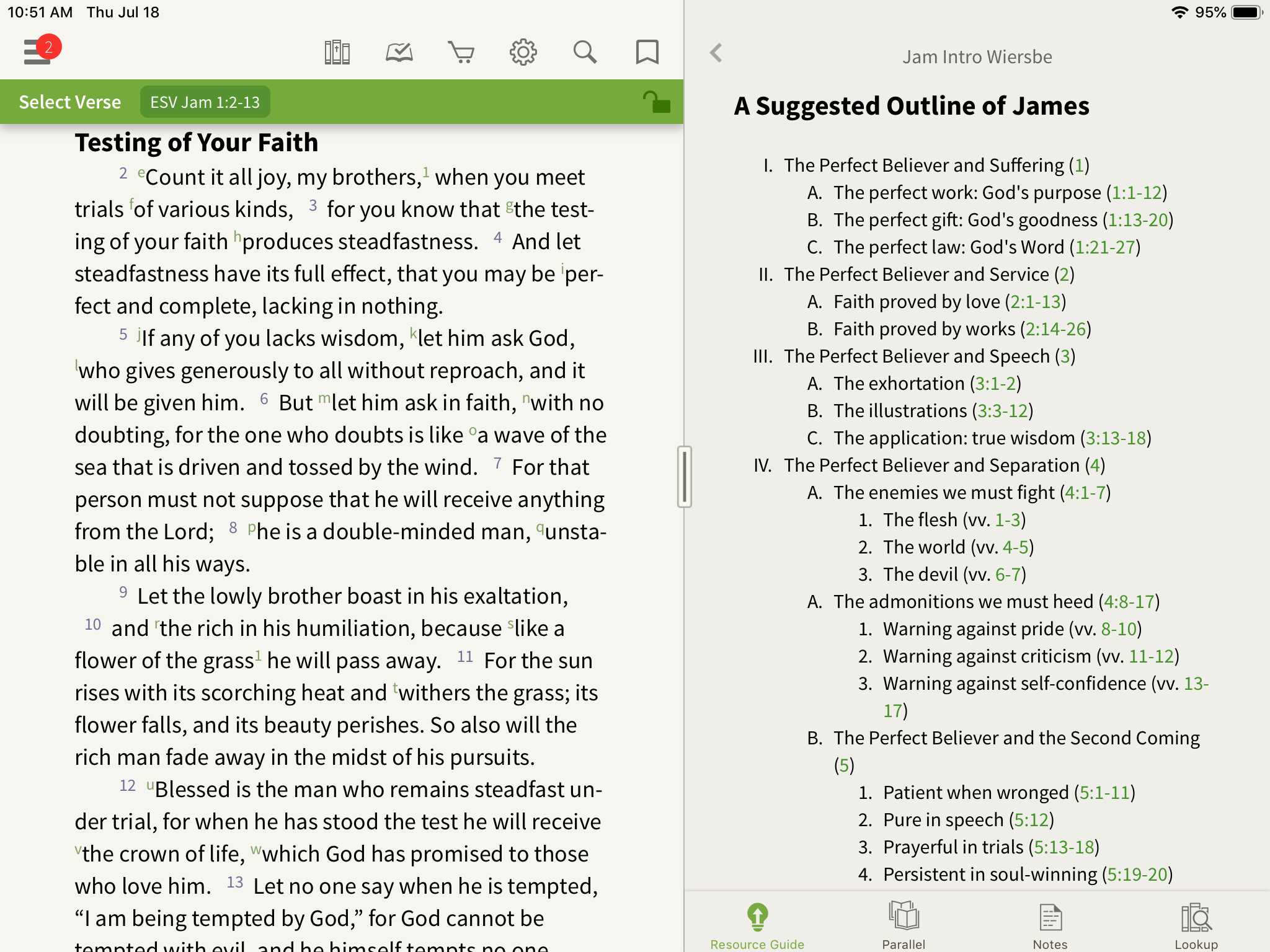 Wiesrbe Expository Outlines in the Olive Tree Bible App