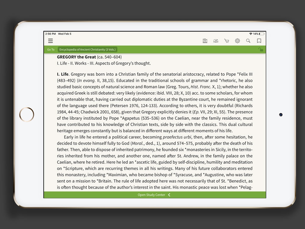 Screenshot of information inside the encyclopedia