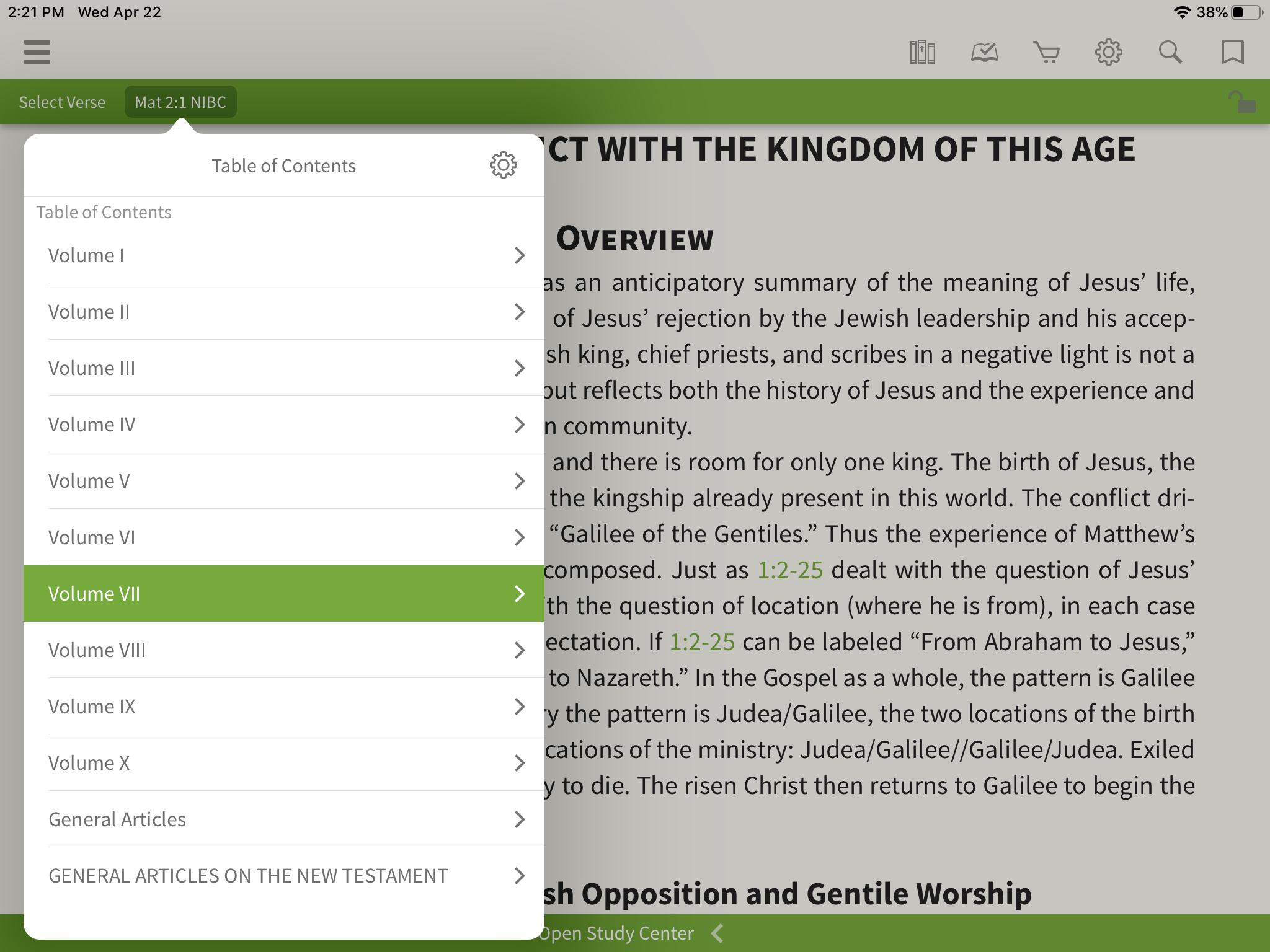 New Interpreter's Bible Commentary table of contents