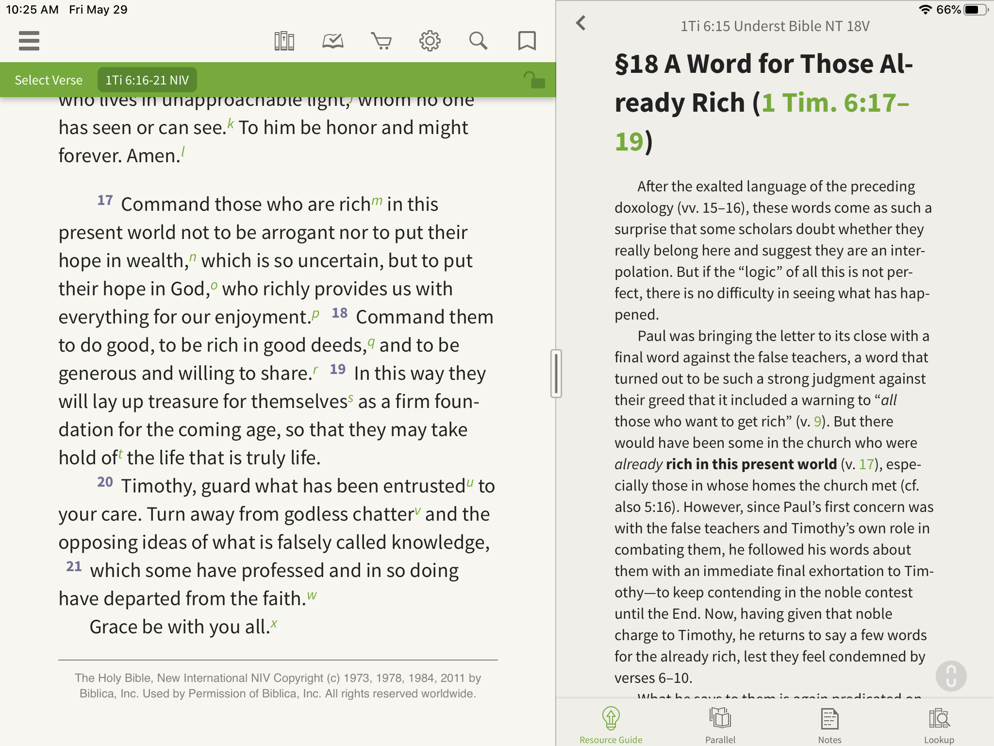 Understanding the Bible Commentary discussing money in the Bible