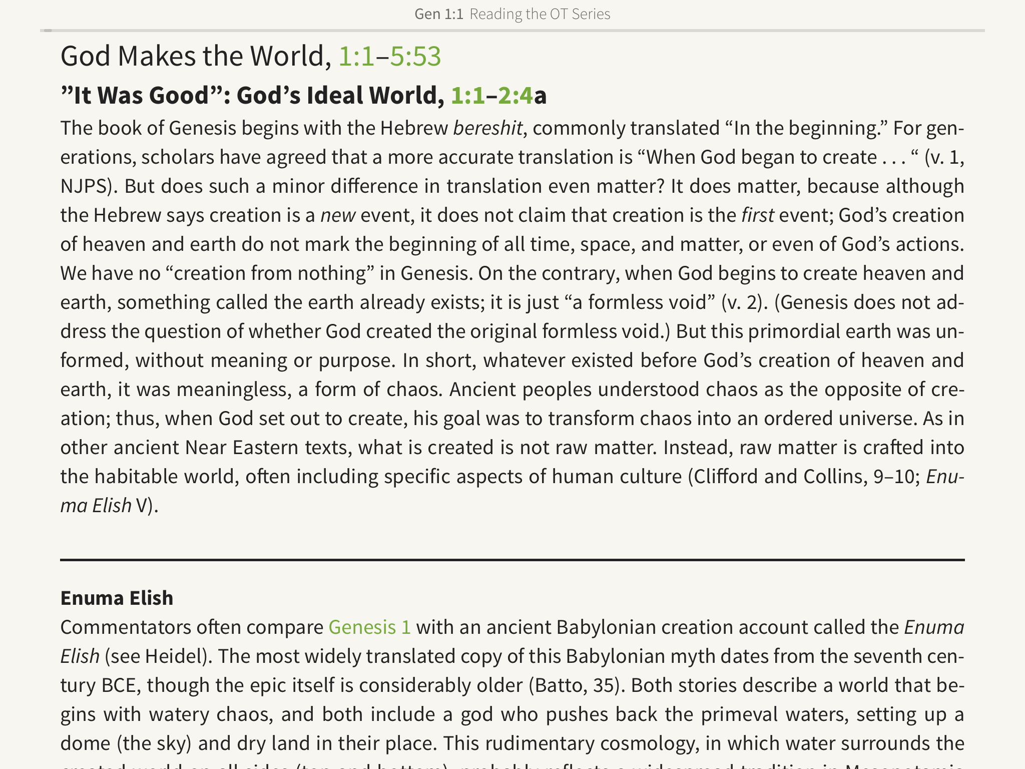 Reading the Old Testament: Genesis in the Olive Tree Bible App commentary