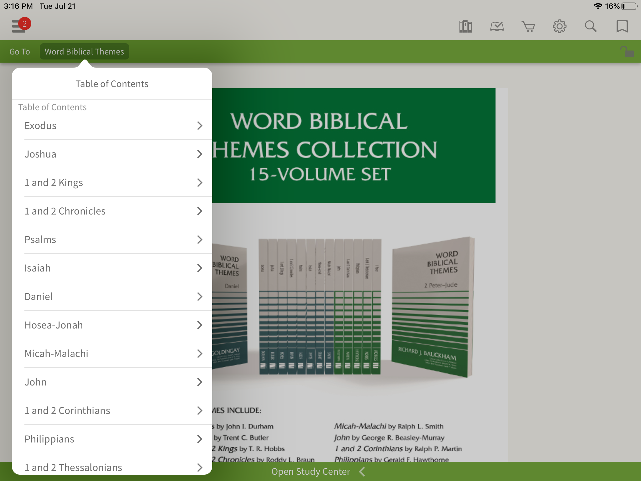 Table of Contents for the entire Word Biblical Themes series