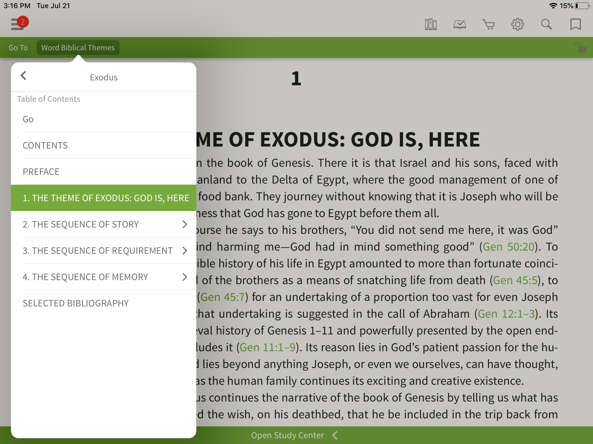Table of Contents, Word Biblical Themes