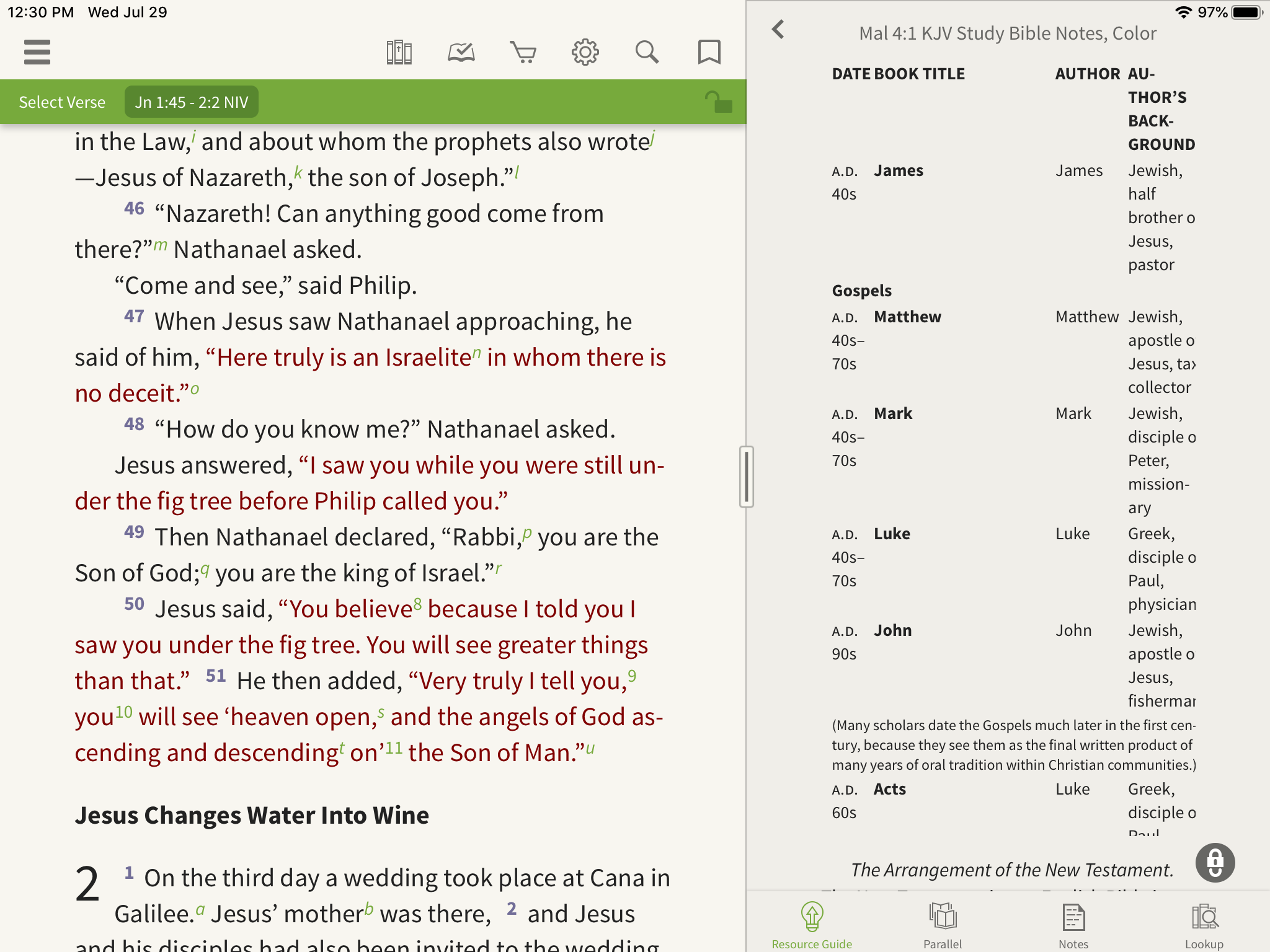 timeline in the olive tree bible app